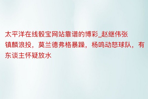 太平洋在线骰宝网站靠谱的博彩_赵继伟张镇麟浪投，莫兰德弗格暴躁，杨鸣动怒球队，有东谈主怀疑放水