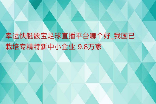 幸运快艇骰宝足球直播平台哪个好_我国已栽培专精特新中小企业 9.8万家