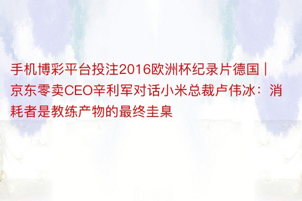 手机博彩平台投注2016欧洲杯纪录片德国 | 京东零卖CEO辛利军对话小米总裁卢伟冰：消耗者是教练产物的最终圭臬