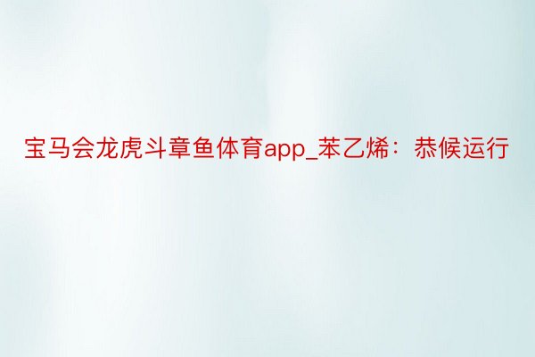 宝马会龙虎斗章鱼体育app_苯乙烯：恭候运行